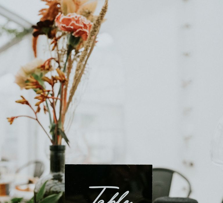 Black and white minimal and classic table number sign