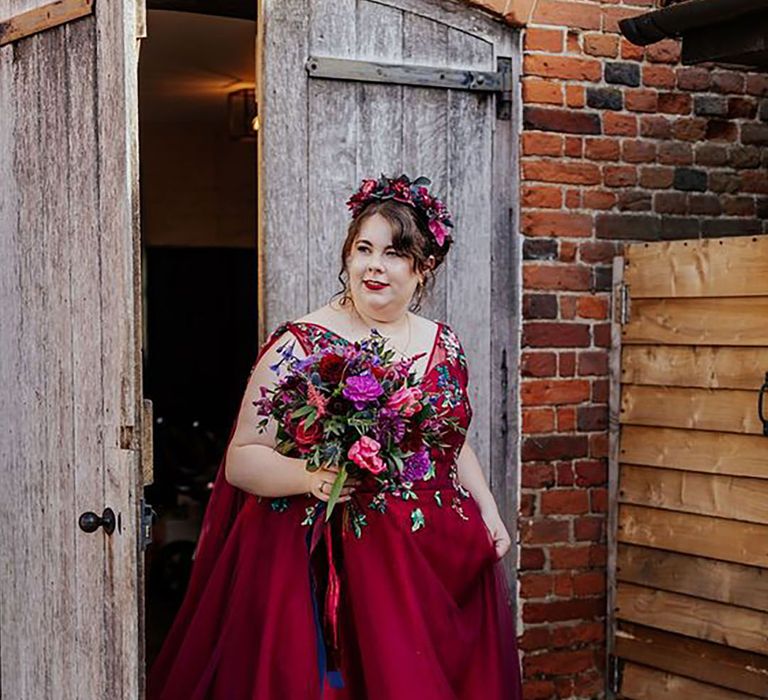 red wedding dress Jodie DC Mitchell Photography