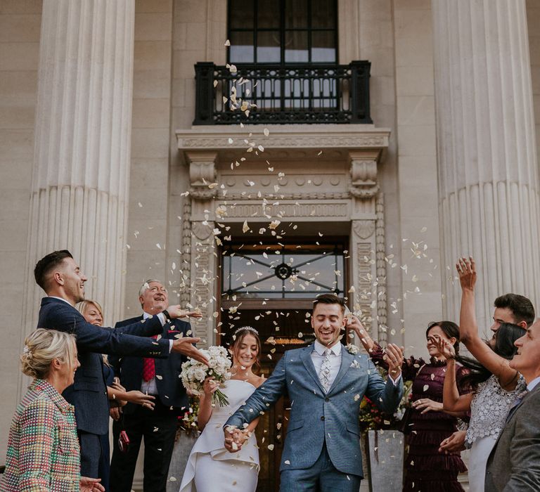 Confetti moment at Old Marylebone Town Hall micro wedding