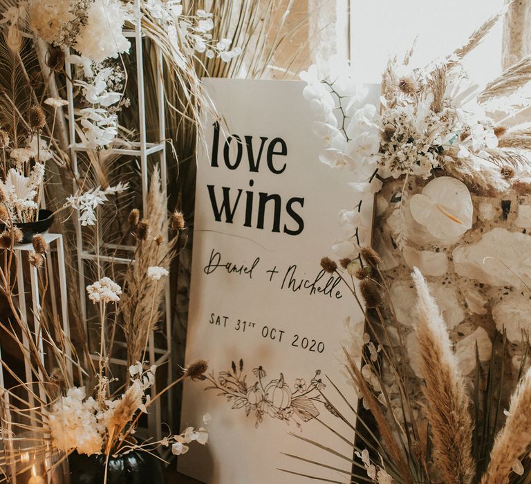 Love Wins wedding sign for micro wedding 