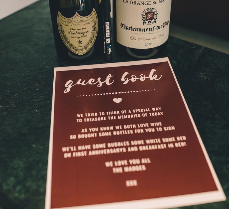 Champagne bottle instead of wedding guest book