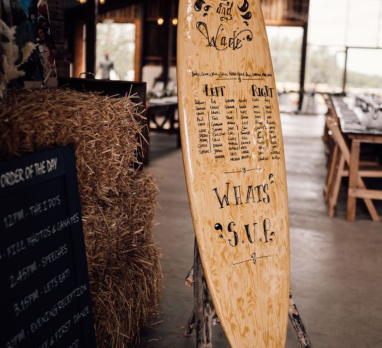 DIY Surfboard table plan and guest book