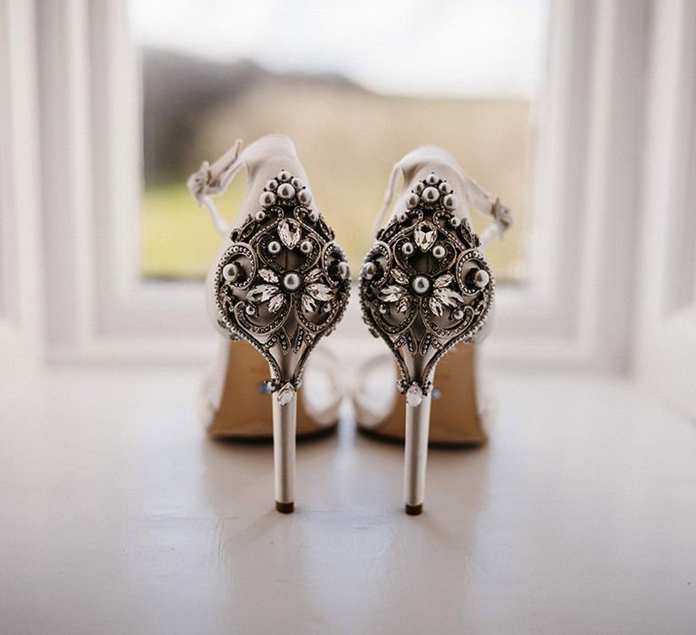 Jewelled wedding heels for the bride from Dune London