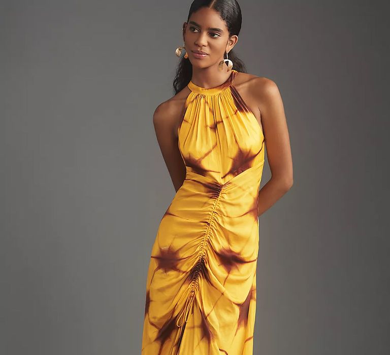 Sunflower yellow bridesmaid dress from Anthropologie 