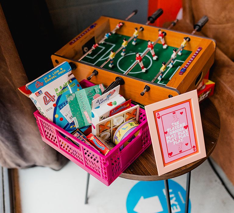 Foosball table with fun wedding games for kids entertainment 