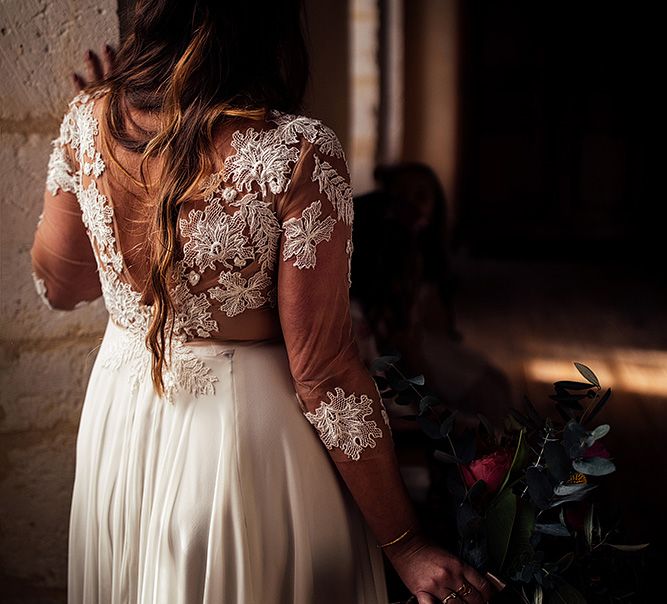 Lace detail bespoke wedding dress