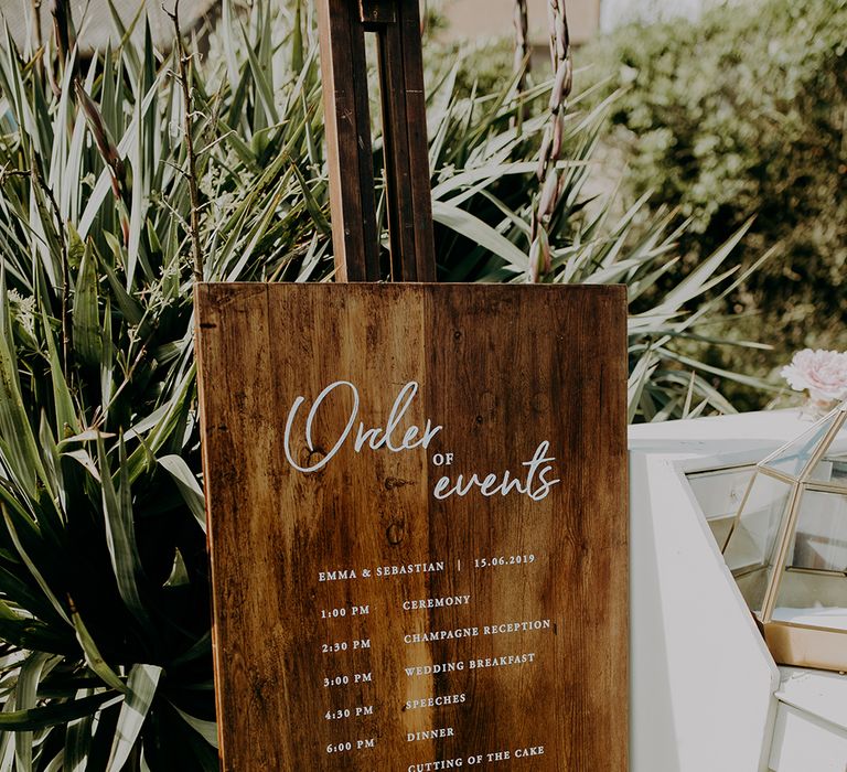 Order of the Day wooden wedding sign 