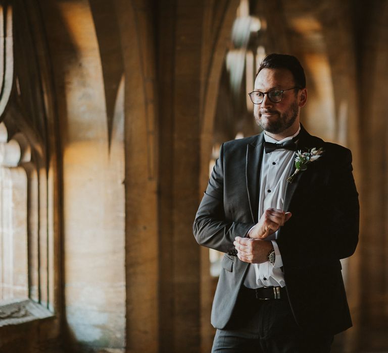 Groom waits for bride on wedding morning 