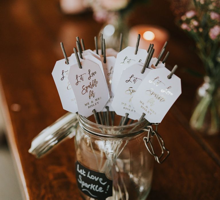 Personalised sparklers in glass jar