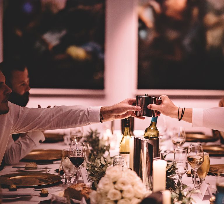 Wedding party celebrate at the Bluebird in private dinner reception