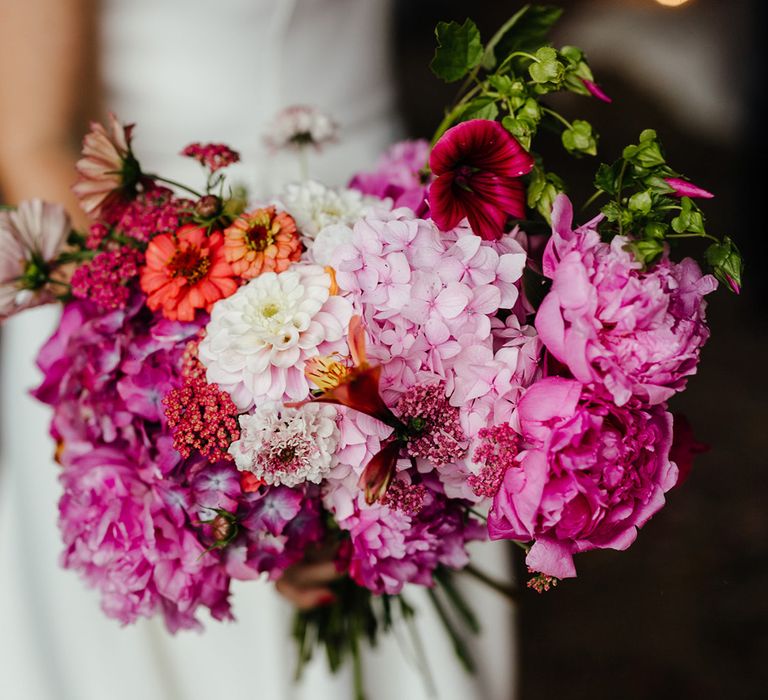 Pink and orange bright wedding bouquet