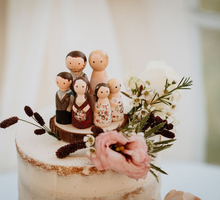 Wooden family cake topper 