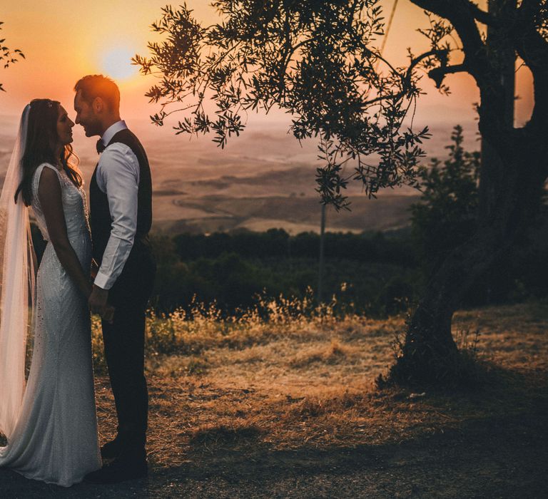 Sunset wedding photography for Tuscany Italy Wedding