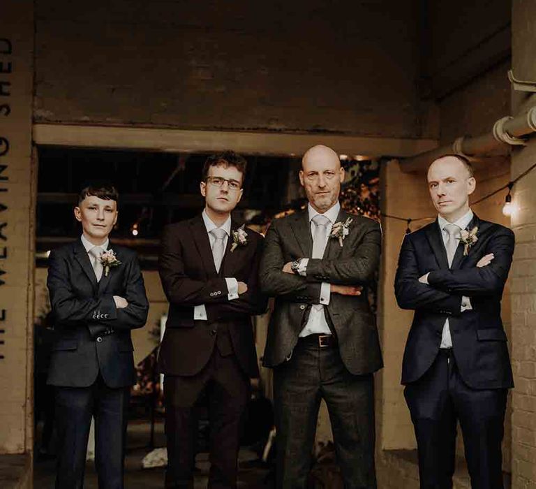 Groom with groomsmen at Scottish wedding