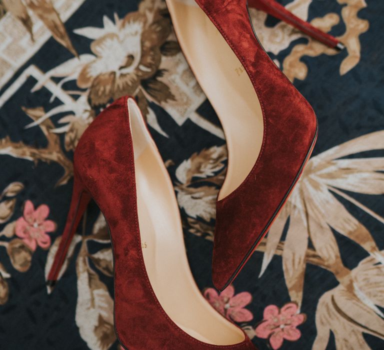 Christian Louboutin velvet wedding shoes