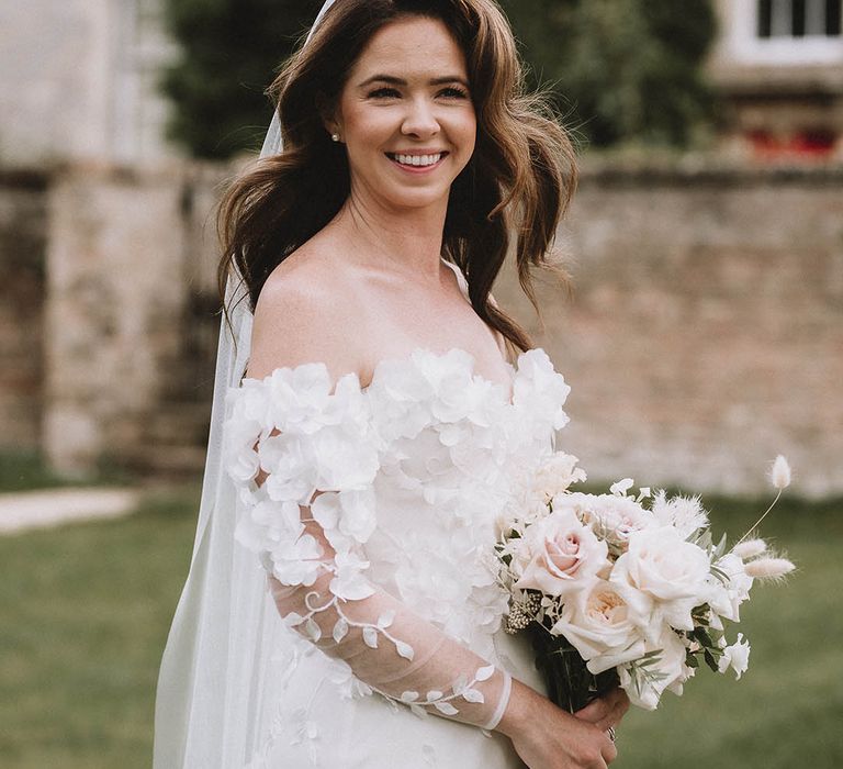 Bride in 3D wedding dress from Emma Beaumont