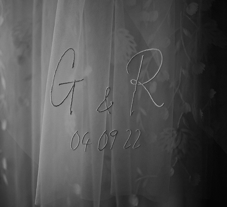 Embroidered and personalised wedding veil from Rebecca Anne Designs 