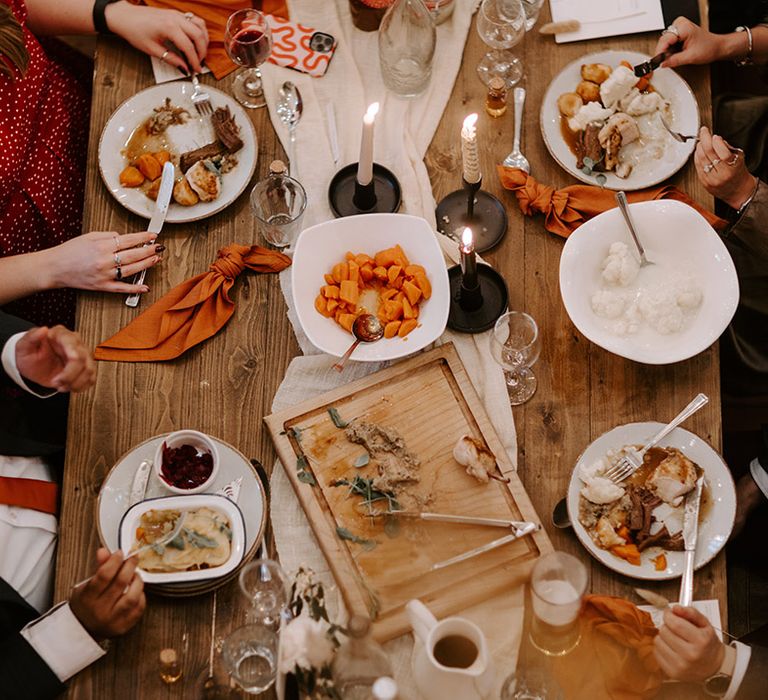 Chicken grazing boards are served as part of the wedding breakfast 