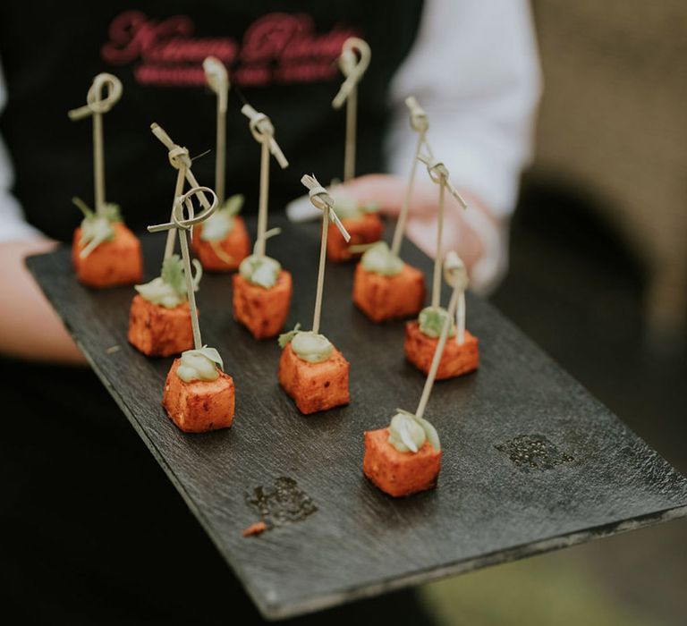 Wedding canapés served for wedding guests 