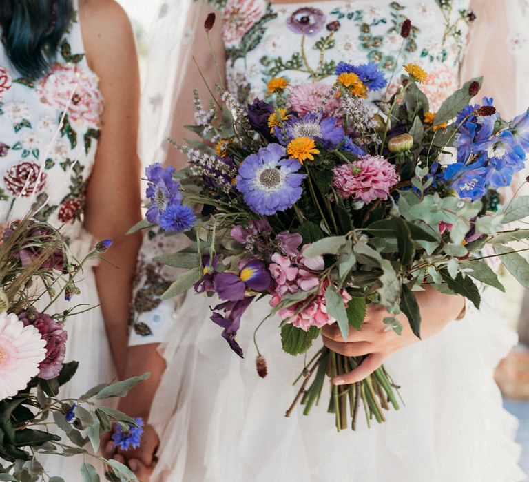 colourful wildflower wedding bouquet 