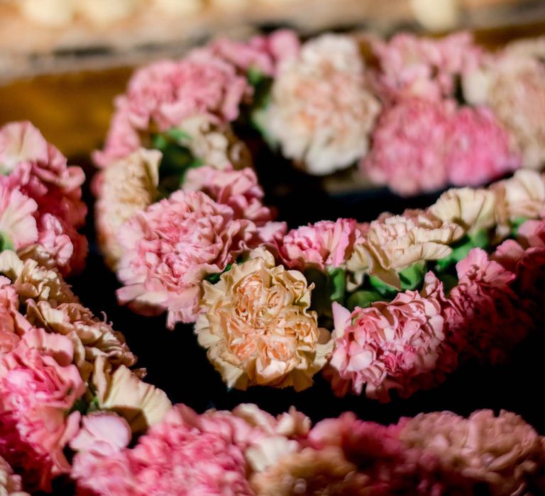 Colourful peonies in pale pink and peach 