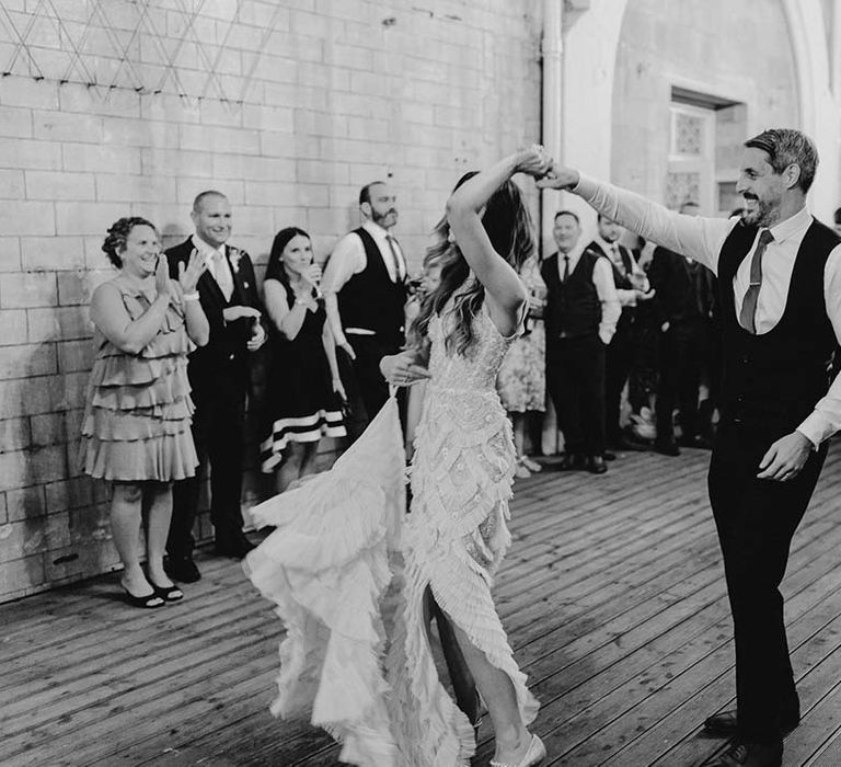 Bride & groom dance during their wedding reception