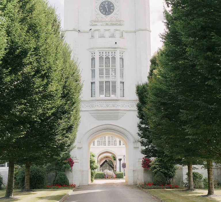 Danesfield House wedding venue entry lined with trees