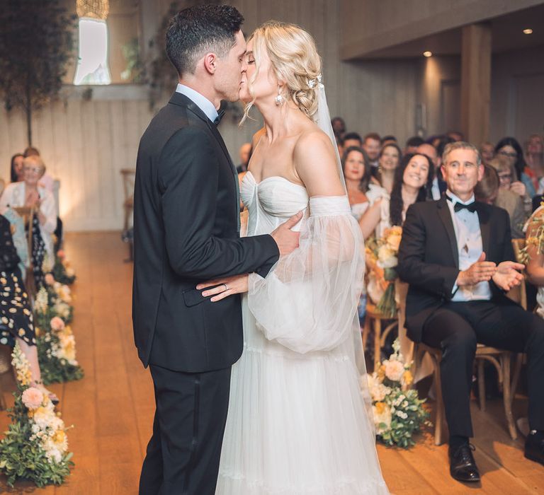 You may now kiss the bride moment during wedding ceremony