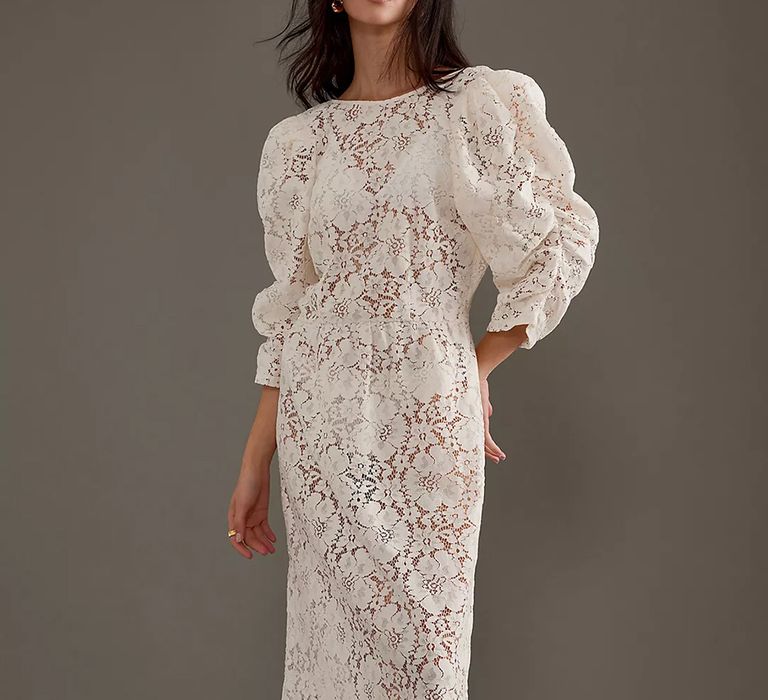 Anthropologie lace maxi wedding dress