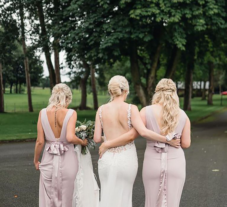 Blush pink midi bridesmaid dresses best sale