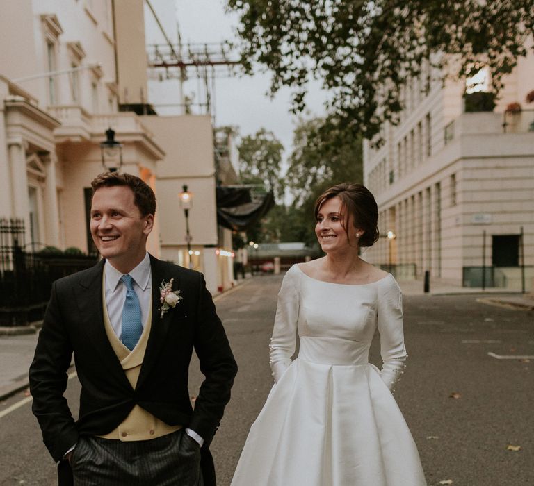 Happy newly wed couple at London wedding 