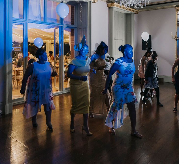 Wedding guests on the dance floor 