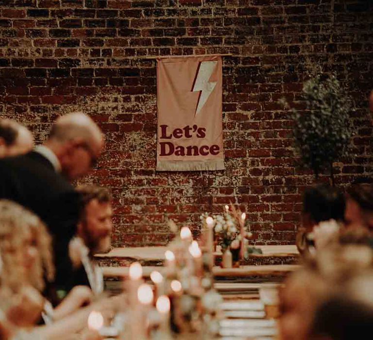 Lets Dance linen wedding sign