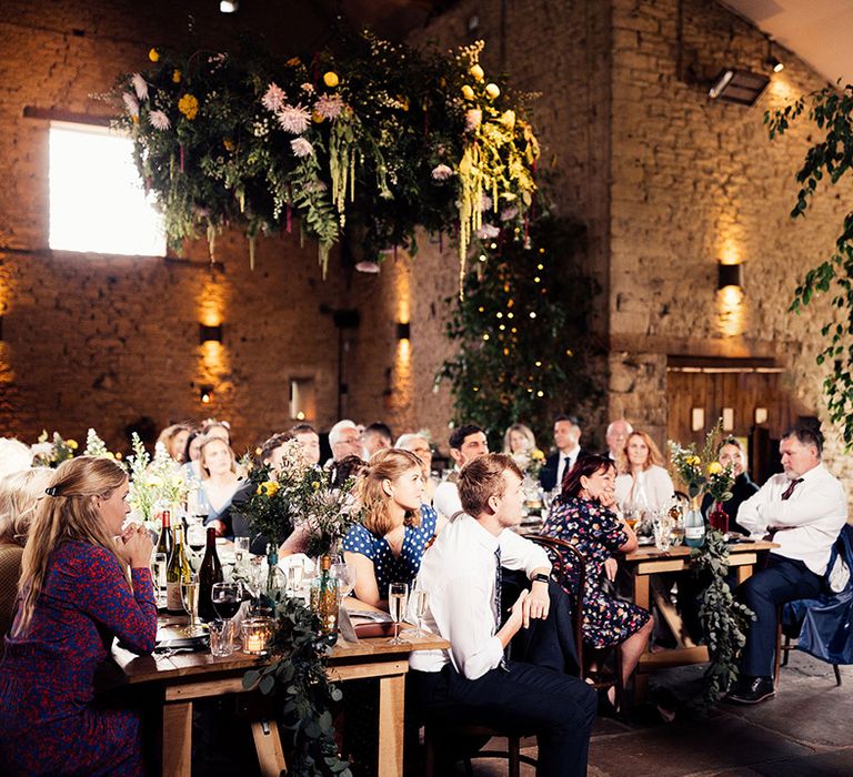 Groom wedding speech at rustic barn wedding