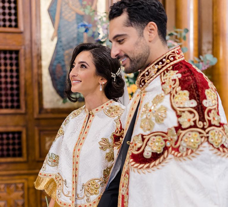 Bride & groom during Coptic Orthodox wedding ceremony 