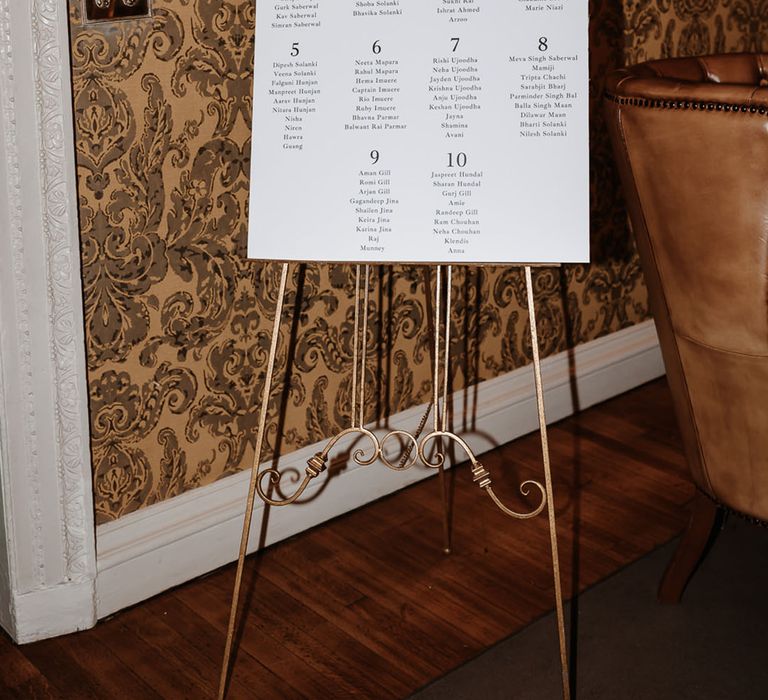 Minimalist black and white wedding seating chart sign