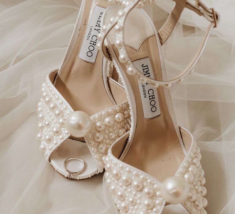 Pearl Jimmy Choo bridal shoes for wedding 