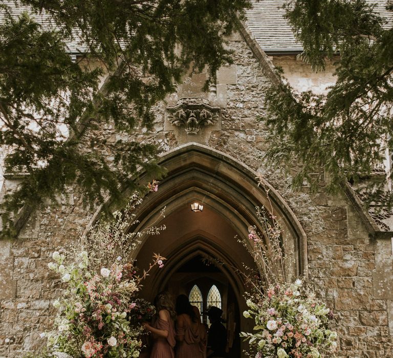 Church entrance floral arrangements