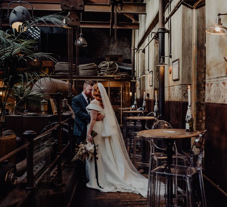 Louise Griffin Photography bride and groom portrait at Holmes Mill