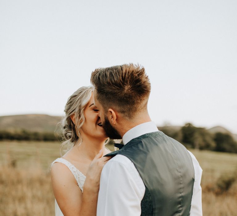 Bride and groom at Plas Dinam country house wedding