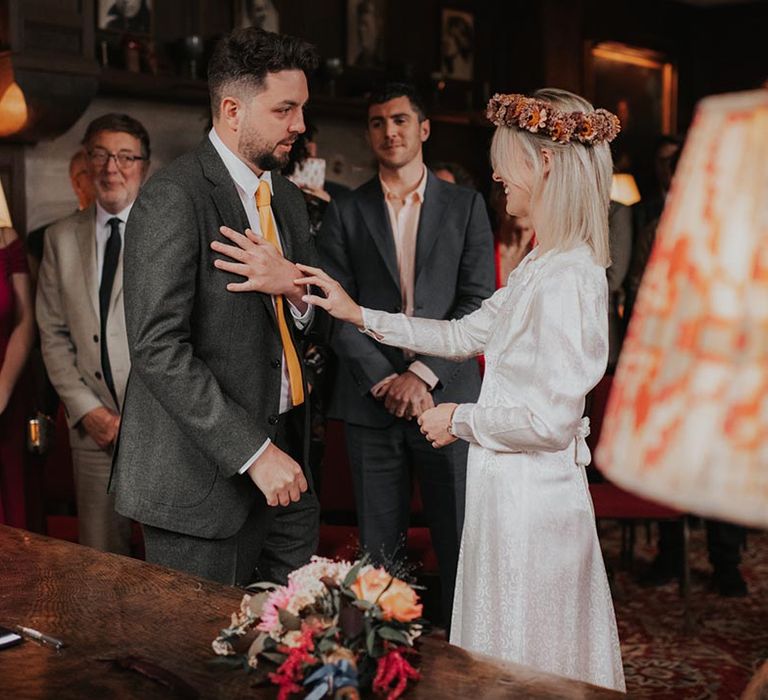 Bride and groom during wedding ceremony