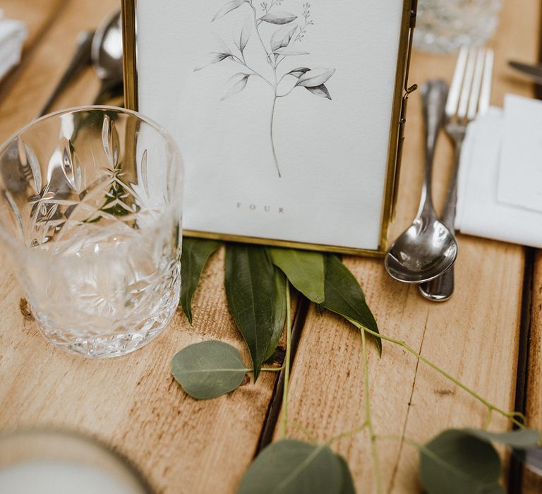 Black and white wedding table name sign 