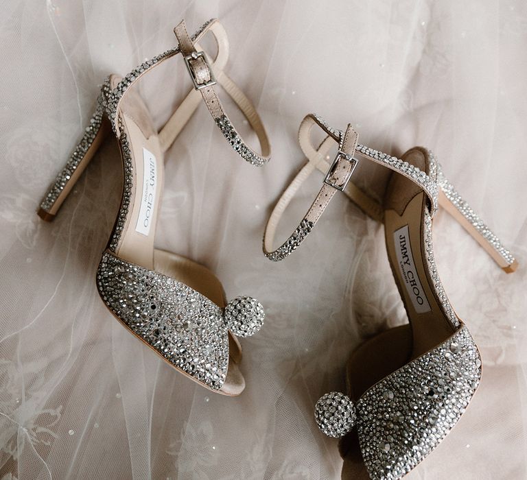 Sparkly bejewelled Jimmy Choo bridal shoes 