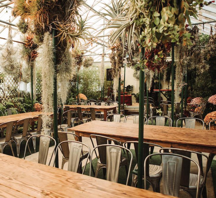 Wedding reception in a greenhouse 