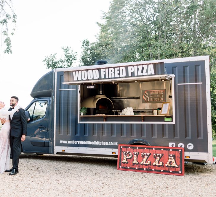 Wood fired pizza van at Summer wedding 