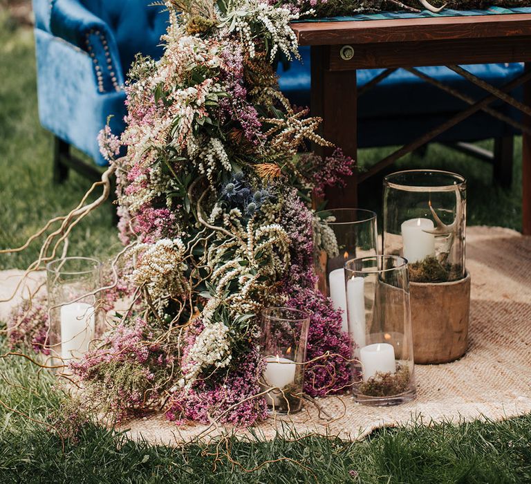 trailing wildflower wedding table runner 