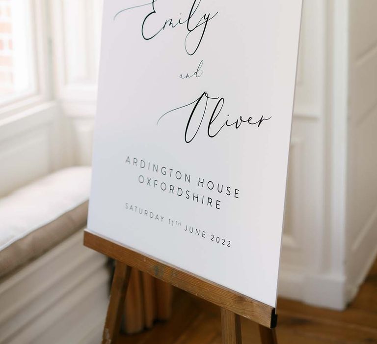 classic wedding welcome sign with calligraphy typography 