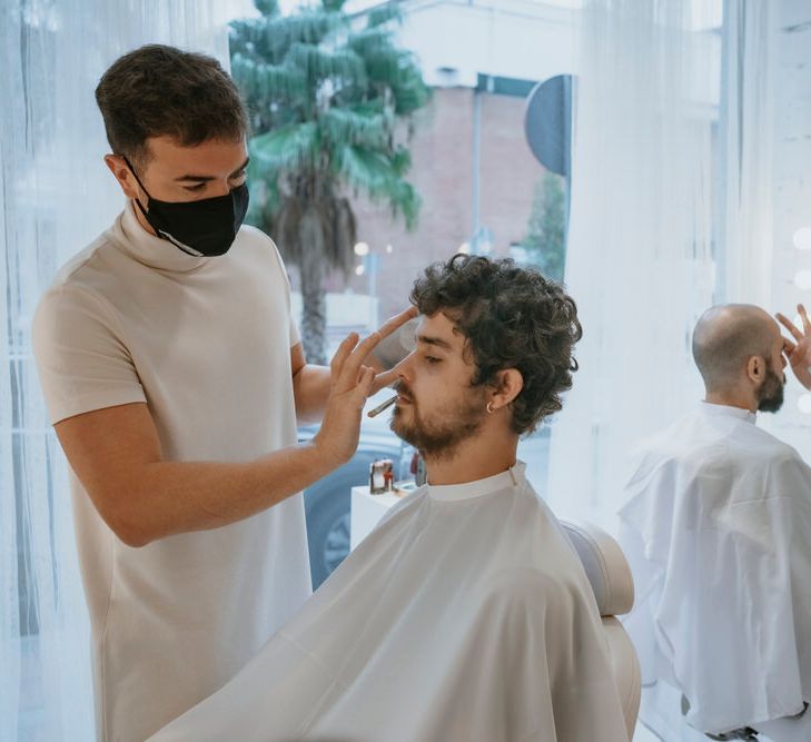 Gay couple goals, the grooms getting pampered together before the wedding