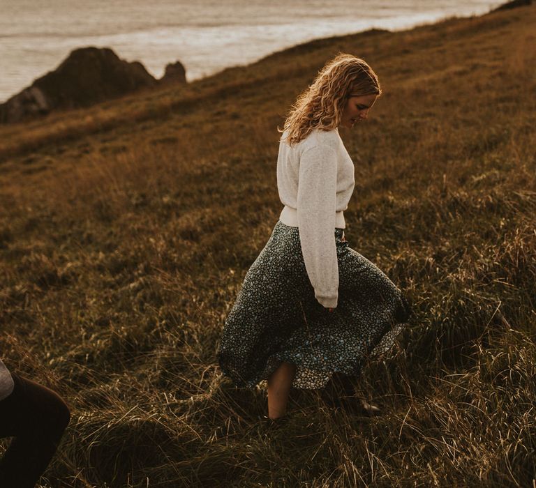 Casual engagement photoshoot on beach