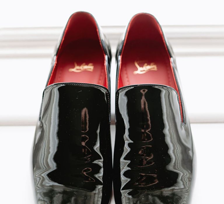 Louboutin black shiny groom shoes 